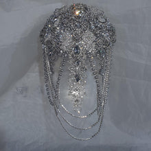 Load image into Gallery viewer, Brooch bouquet, Jewel crystal wedding bouquet. Crystal Bridal Brooch Bouquet, cascade Jewel bouquet by Crystal wedding uk