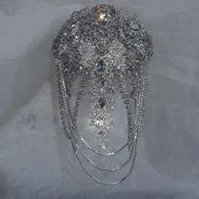 Load image into Gallery viewer, Brooch bouquet, Jewel crystal wedding bouquet. Crystal Bridal Brooch Bouquet, cascade Jewel bouquet by Crystal wedding uk