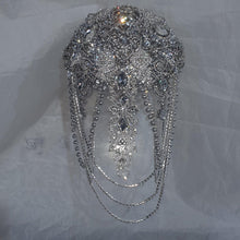 Load image into Gallery viewer, Brooch bouquet, Jewel crystal wedding bouquet. Crystal Bridal Brooch Bouquet, cascade Jewel bouquet by Crystal wedding uk