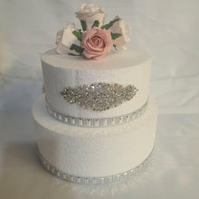 Load image into Gallery viewer, Diamante & Rectangle design Cake Trim ,1 metre by Crystal wedding uk