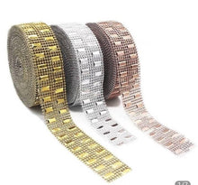 Load image into Gallery viewer, Diamante & Rectangle design Cake Trim ,1 metre by Crystal wedding uk