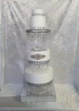 Load image into Gallery viewer, Glass slipper cake divider plus 2 crystal dividers - set of 3 pieces with LED lights. by Crystal wedding uk