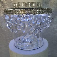 Load image into Gallery viewer, Glass slipper cake divider plus 2 crystal dividers - set of 3 pieces with LED lights. by Crystal wedding uk