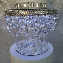 Load image into Gallery viewer, Glass slipper cake divider plus 2 crystal dividers - set of 3 pieces with LED lights. by Crystal wedding uk
