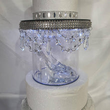 Load image into Gallery viewer, Glass slipper cake separator shoe, LED wedding cake divider chandelier shoe cake stand by Crystal wedding uk