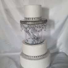 Load image into Gallery viewer, Glass slipper cake separator shoe, LED wedding cake divider chandelier shoe cake stand by Crystal wedding uk