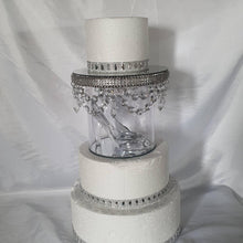 Load image into Gallery viewer, Glass slipper cake separator shoe, LED wedding cake divider chandelier shoe cake stand by Crystal wedding uk