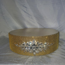 Load image into Gallery viewer, Rhinestone Crystal brooch style cake stand, many colours by Crystal wedding uk