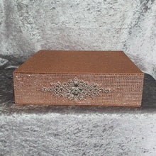 Load image into Gallery viewer, Rhinestone Crystal brooch style cake stand, many colours by Crystal wedding uk