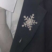 Load image into Gallery viewer, Crystal Snowflake Boutonniere - rhinestone Boutonniere for a Winter Wedding - Christmas Wedding corsage by Crystal wedding uk