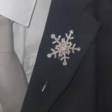 Load image into Gallery viewer, Crystal Snowflake Boutonniere - rhinestone Boutonniere for a Winter Wedding - Christmas Wedding corsage by Crystal wedding uk