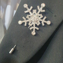 Load image into Gallery viewer, Crystal Snowflake Boutonniere - rhinestone Boutonniere for a Winter Wedding - Christmas Wedding corsage by Crystal wedding uk