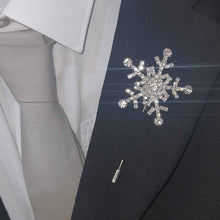 Load image into Gallery viewer, Crystal Snowflake Boutonniere - rhinestone Boutonniere for a Winter Wedding - Christmas Wedding corsage by Crystal wedding uk