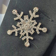 Load image into Gallery viewer, Crystal Snowflake Boutonniere - rhinestone Boutonniere for a Winter Wedding - Christmas Wedding corsage by Crystal wedding uk