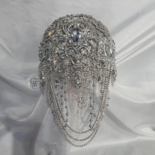 Load image into Gallery viewer, Brooch bouquet, 7" Jewel crystal wedding bouquet + grooms buttonhole Bridal Brooch Bouquet, cascade Jewel bouquet by Crystal wedding uk