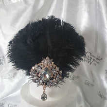 Load image into Gallery viewer, Feather cake topper 1920's rhinestone cake decor Great Gatsby rhinestone brooch cake topper. by Crystal wedding uk