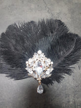 Load image into Gallery viewer, Feather cake topper 1920's rhinestone cake decor Great Gatsby rhinestone brooch cake topper. by Crystal wedding uk