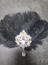 Load image into Gallery viewer, Feather cake topper 1920's rhinestone cake decor Great Gatsby rhinestone brooch cake topper. by Crystal wedding uk