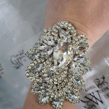 Load image into Gallery viewer, Wedding prom corsage. rhinestone brooch Bracelet Jewellery by Crystal wedding uk
