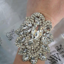 Load image into Gallery viewer, Wedding prom corsage. rhinestone brooch Bracelet Jewellery by Crystal wedding uk