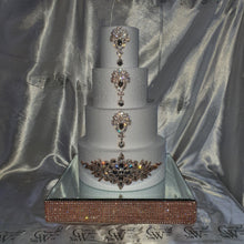 Load image into Gallery viewer, Crystal cake brooch,ROSE GOLD cake decoration, rhinestone cake jewellery, many designs to choose- by Crystal wedding uk