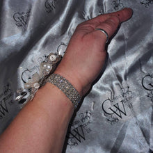 Load image into Gallery viewer, Wedding Bracelet Jewellery, resin flower Crystal Vintage cuff, Prom, Wedding Bride corsage, bridesmaid Bracelet by Crystal wedding uk