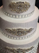 Load image into Gallery viewer, Cake brooch set of 4 , crystal rhinestone & pearl cake decoration - Silver or , Rose gold Gold by Crystal wedding uk