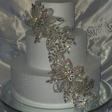Load image into Gallery viewer, Cake brooch, crystal rhinestone cake decoration - Silver cake jewelery by Crystal wedding uk