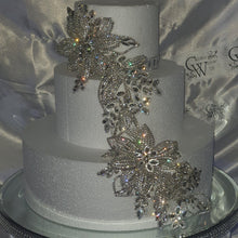Load image into Gallery viewer, Cake brooch, crystal rhinestone cake decoration - Silver cake jewelery by Crystal wedding uk
