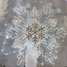 Load image into Gallery viewer, Rhinestone Snowflake Boutonniere - Grooms Boutonniere, bridesmaid corsage for a Winter Wedding - Christmas Wedding