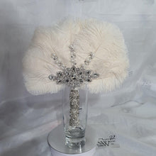 Load image into Gallery viewer, Set of 4 Feather Fan bouquets, Ostrich feathers,Great Gatsby wedding style 1920's - any colour as custom made