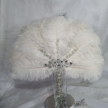 Load image into Gallery viewer, Set of 4 Feather Fan bouquets, Ostrich feathers,Great Gatsby wedding style 1920's - any colour as custom made