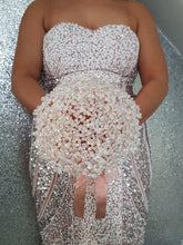 Load image into Gallery viewer, Rose gold AB Crystal bouquet, Brides wire bead jewel bouquet by Crystal wedding uk