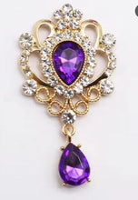 Load image into Gallery viewer, 3pc Rhinestone Cake Brooch Gold Plated Wedding cake Decoration (Set of 3)