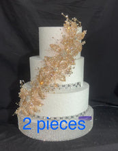 Load image into Gallery viewer, Gold Flower Cake Jewelery Rhinestone Wedding Cake Decoration