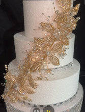 Load image into Gallery viewer, Gold Flower Cake Jewelery Rhinestone Wedding Cake Decoration