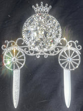 Load image into Gallery viewer, Personalised Carriage Cake topper- Swarovski crystal elements - FAIRYTALE Princess carriage design, Cake decoration by Crystal Wedding UK