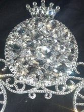 Load image into Gallery viewer, Personalised Carriage Cake topper- Monogram Initials crystal Swarovski crystal elements FAIRYTALE Princess carriage, by Crystal Wedding UK