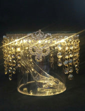 Load image into Gallery viewer, Glass shoe slipper wedding cake stand by Crystal wedding uk