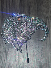 Load image into Gallery viewer, Peacock feather Brooch buttonhole Double Feather, Wedding Boutonnière by Crystal wedding uk