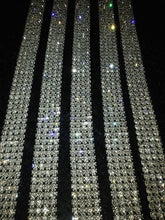 Load image into Gallery viewer, Clear crystal ribbon banding cake ribbon 1 yard REAL GEM STONES ss18 diamante with Superior sparkle by Crystal wedding uk