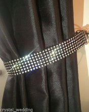 Load image into Gallery viewer, Crystal Tie Backs, Pair of Curtain hold backs for REAL STONES black base by Crystal wedding uk