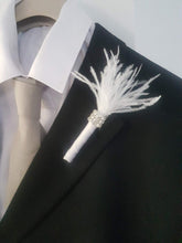 Load image into Gallery viewer, Feather Crystal 4pcs rhinestone Boutonnière -ANY COLOUR by Crystal wedding uk