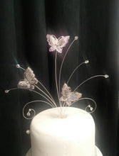 Load image into Gallery viewer, 3d silver Metal Butterfly cake topper set