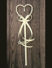 Load image into Gallery viewer, Pearl heart flower girl wand by Crystal wedding uk