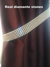 Load image into Gallery viewer, Curtain tie backs, Pair (x2) Of Diamante RHINESTONE Crystals, hold Backs for Curtains & Voiles by Crystal wedding uk