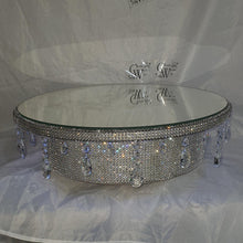 Load image into Gallery viewer, Wedding cake stand, glass Crystal rhinestone, droplet design+ LED lights, round or square all sizes. by Crystal wedding uk