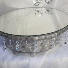 Load image into Gallery viewer, Wedding cake stand, glass Crystal rhinestone, droplet design+ LED lights, round or square all sizes. by Crystal wedding uk