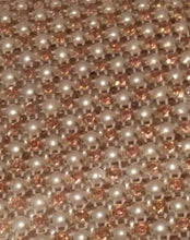 Load image into Gallery viewer, Rhinestone ribbon, Rose gold rhinestone & ivory pearl ,gold claw setting wedding cake decoration 1 yard by Crystal wedding uk