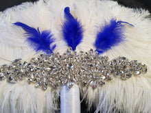 Load image into Gallery viewer, Feather Fan bouquet, Great Gatsby wedding style 1920's - any colour as custom made by Crystal wedding uk